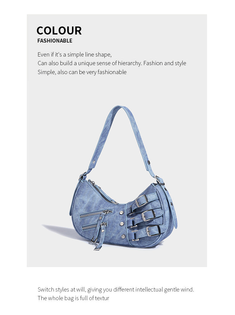 Punk Stud Design Large Capacity Women Underarm Shoulder Bag