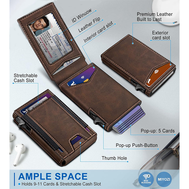 RFID-blocking wallet ultra-thin aluminium alloy pop-up card men's wallet