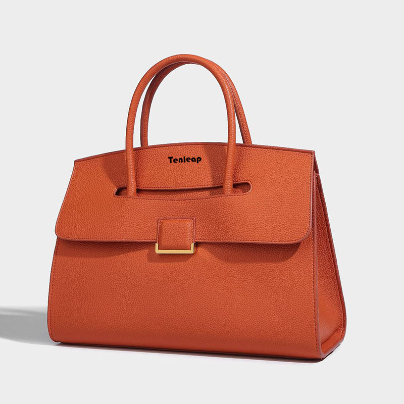 Luxury orange color fashion women handbag