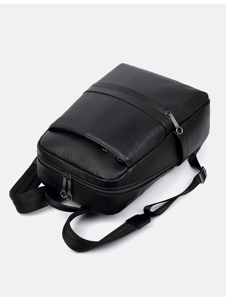 Genuine leather backpack with laptop pocket