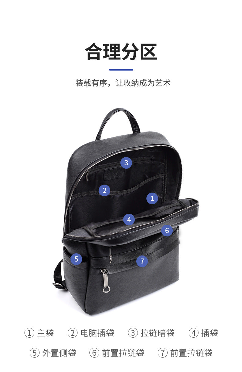 Genuine leather backpack with laptop pocket