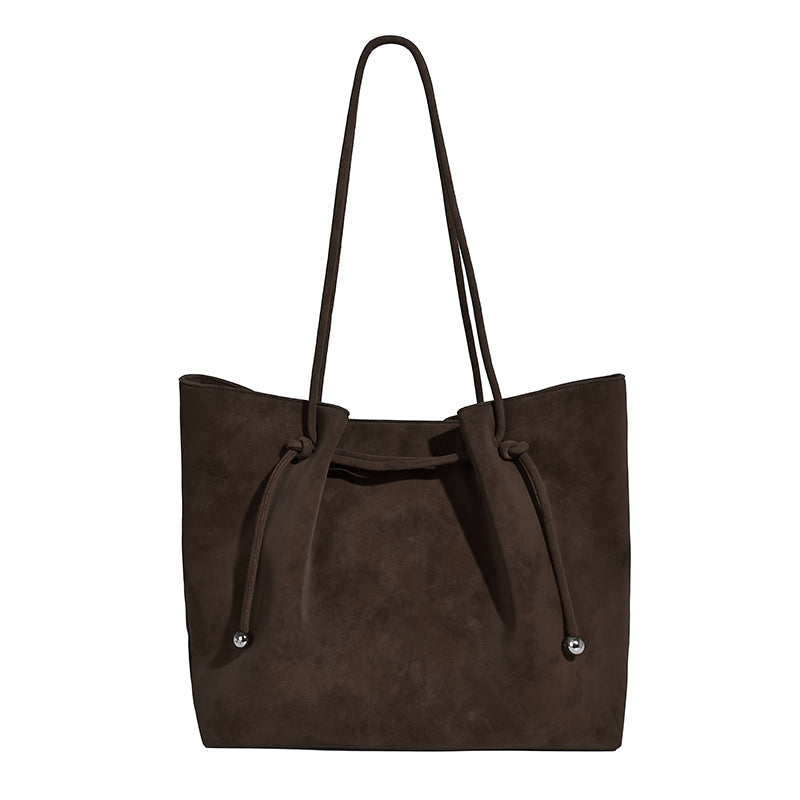 Suede Leather Large Capacity Women Shoulder Shopper Tote Bag