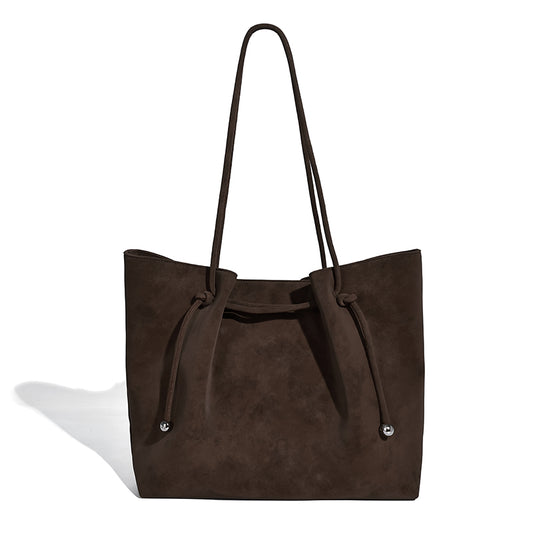 Suede Leather Large Capacity Women Shoulder Shopper Tote Bag