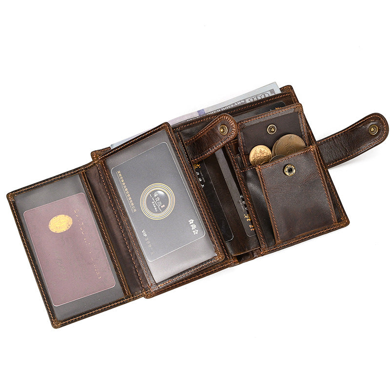 Vintage Crazy Horse Leather Multi‑Function Men Wallet