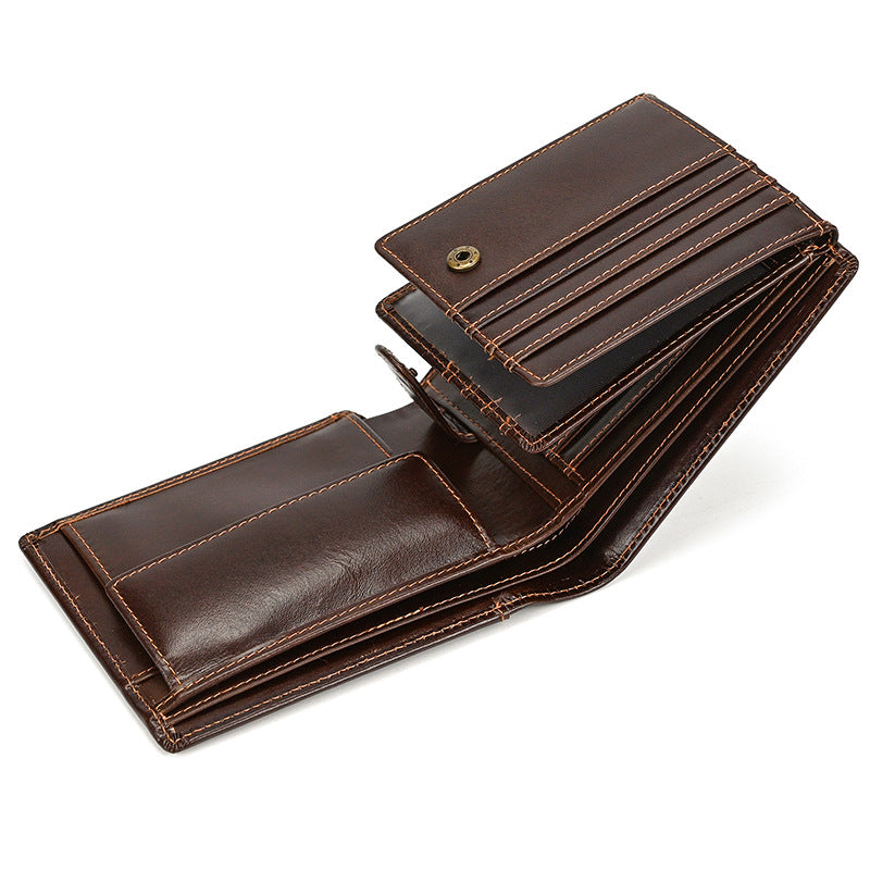 Vintage Crazy Horse Leather Trifold Wallet For Men