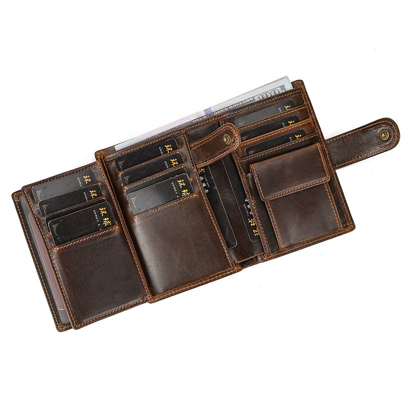 Vintage Crazy Horse Leather Multi‑Function Men Wallet