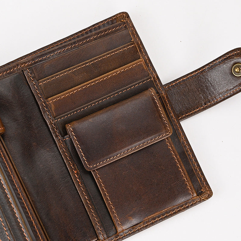 Vintage Crazy Horse Leather Multi‑Function Men Wallet