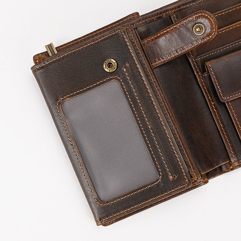 Vintage Crazy Horse Leather Multi‑Function Men Wallet