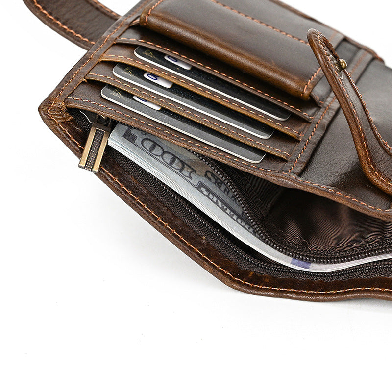 Vintage Crazy Horse Leather Multi‑Function Men Wallet