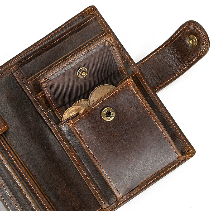 Vintage Crazy Horse Leather Multi‑Function Men Wallet