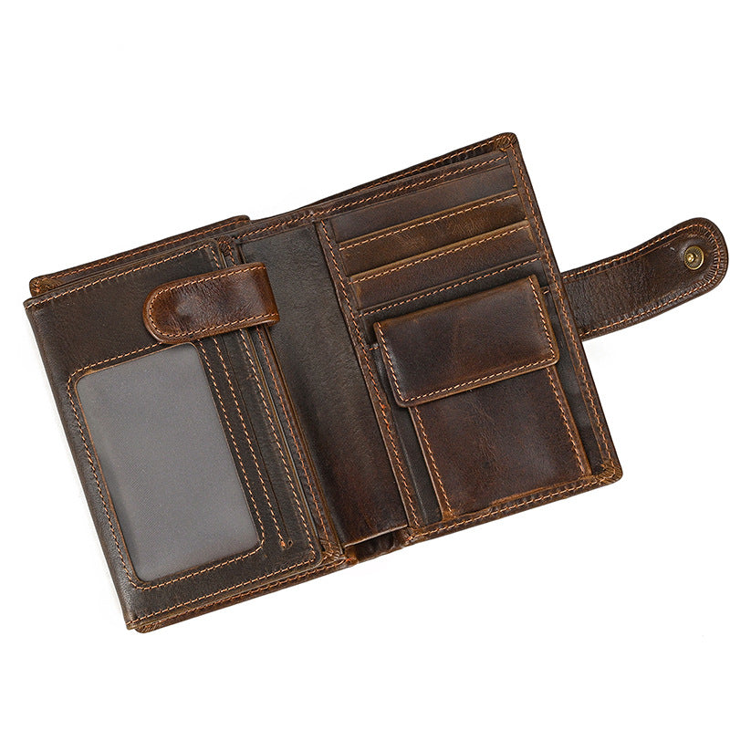 Vintage Crazy Horse Leather Multi‑Function Men Wallet