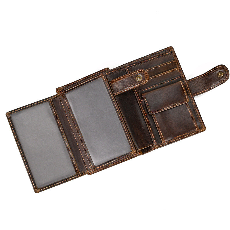 Vintage Crazy Horse Leather Multi‑Function Men Wallet
