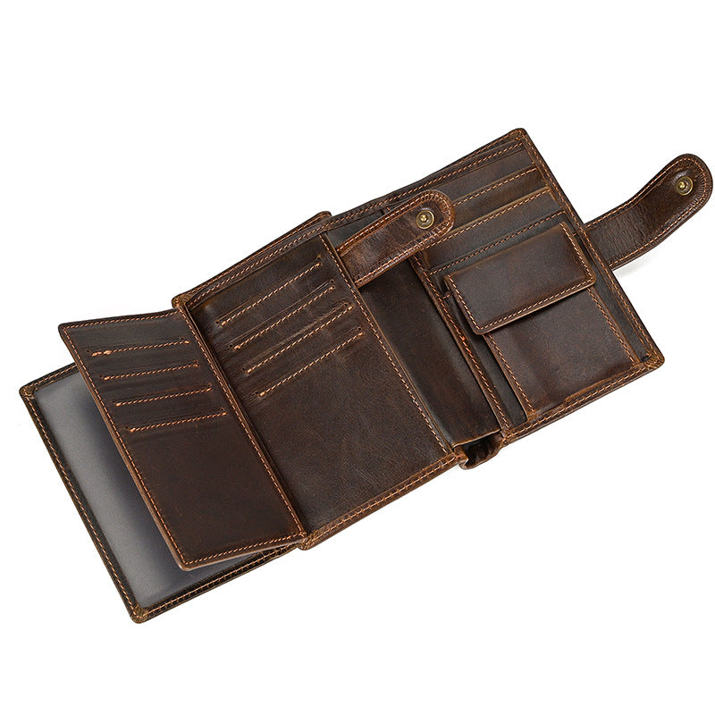 Vintage Crazy Horse Leather Multi‑Function Men Wallet