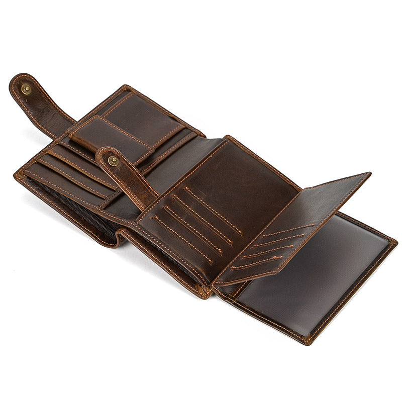 Vintage Crazy Horse Leather Multi‑Function Men Wallet