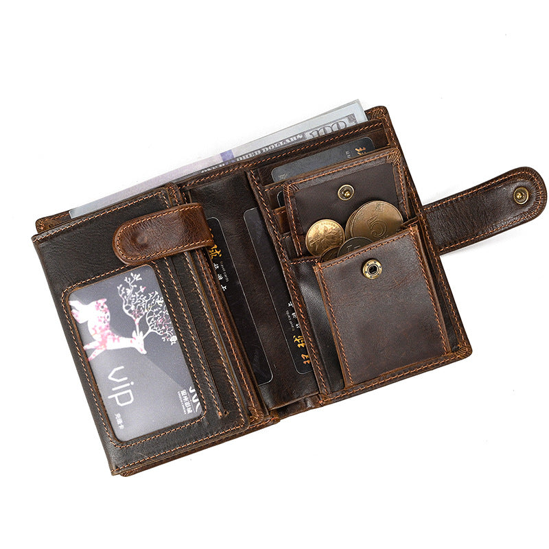 Vintage Crazy Horse Leather Multi‑Function Men Wallet