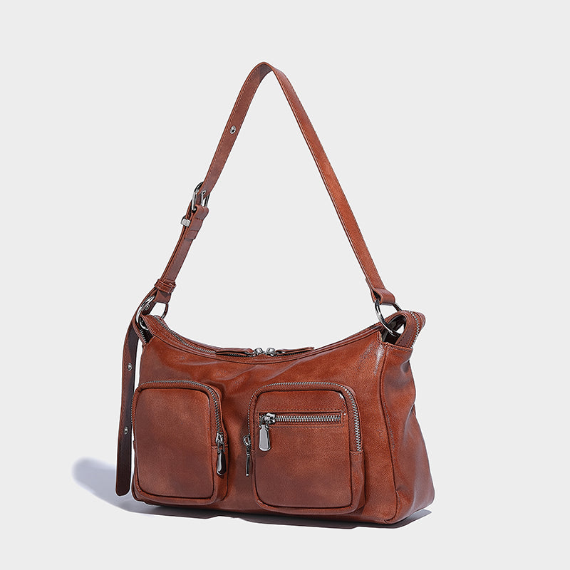 Black color lady shoulder bag with adjustable strap