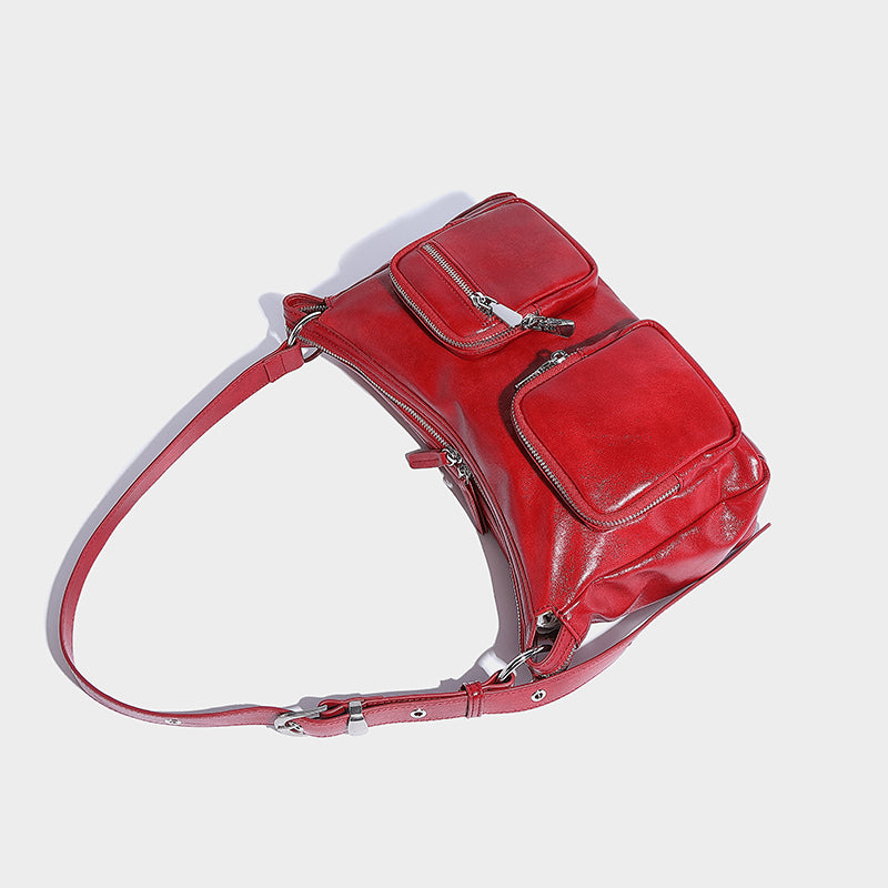 Black color lady shoulder bag with adjustable strap