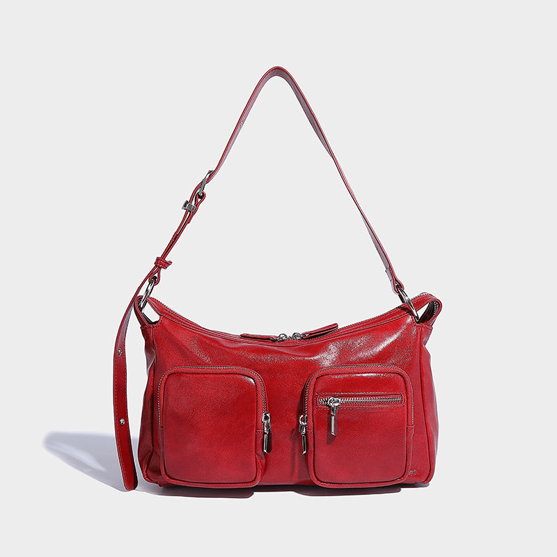 Black color lady shoulder bag with adjustable strap