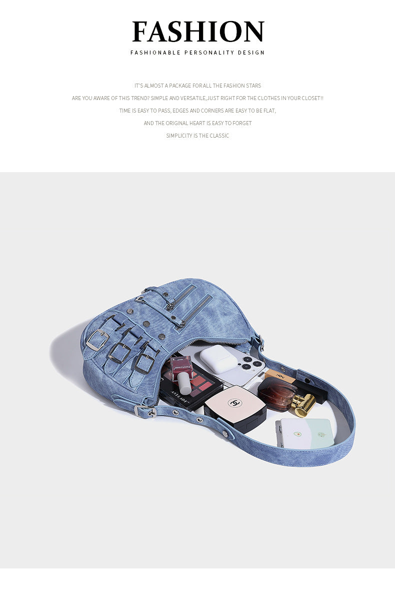 Punk Stud Design Large Capacity Women Underarm Shoulder Bag