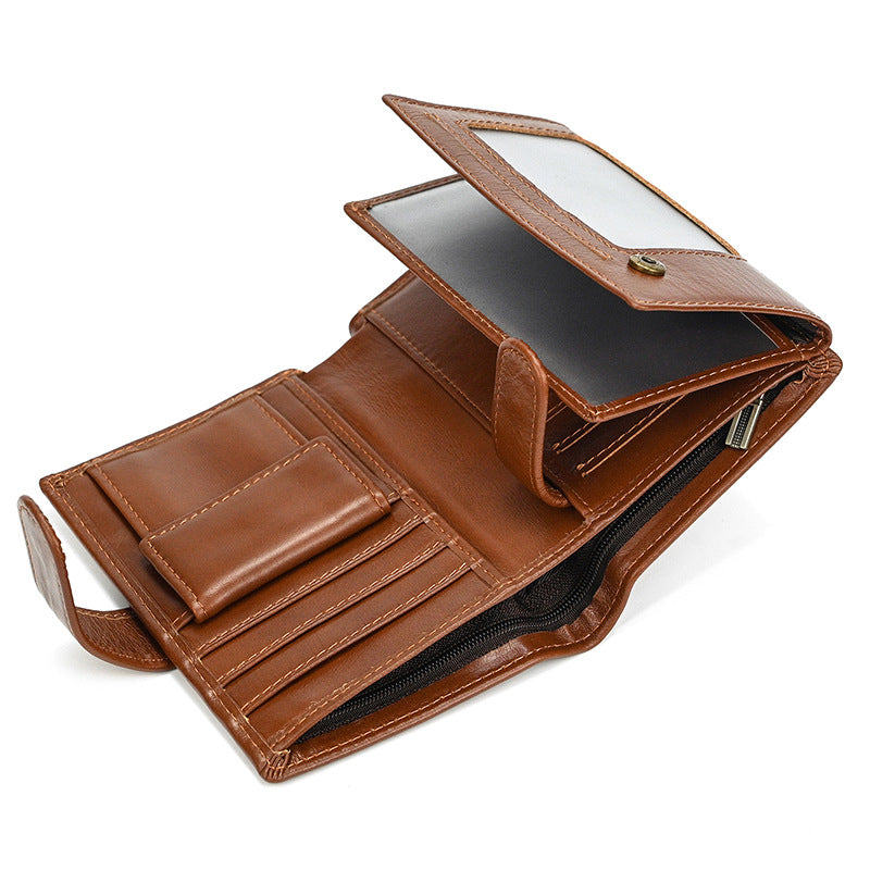 Vintage Crazy Horse Leather Multi‑Function Men Wallet