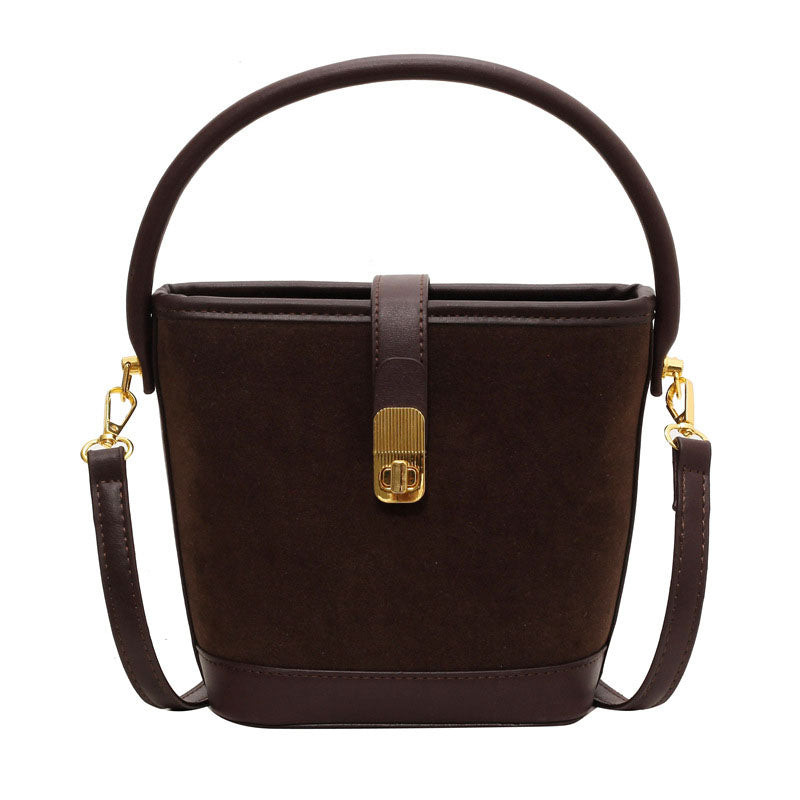 Medium Size Women Bucket Handbag with Detachable Long Strap