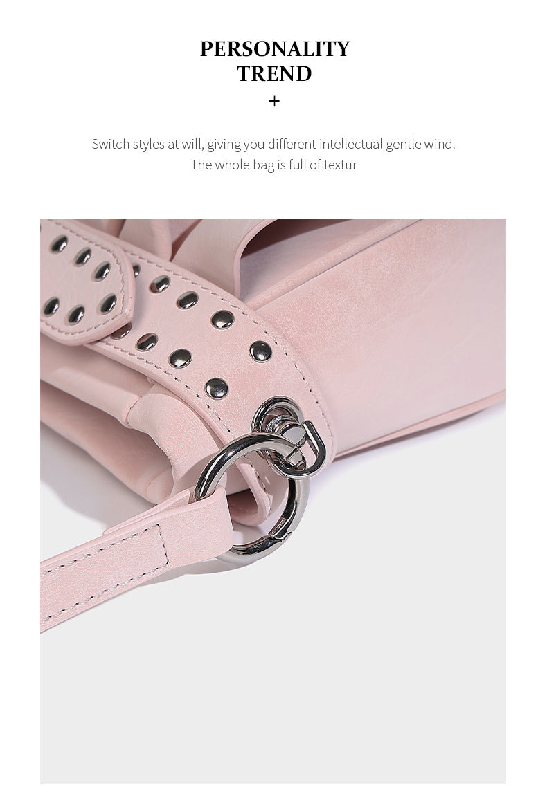 Niche pleated bag women's 2025 new fashion versatile crossbody retro shoulder bag