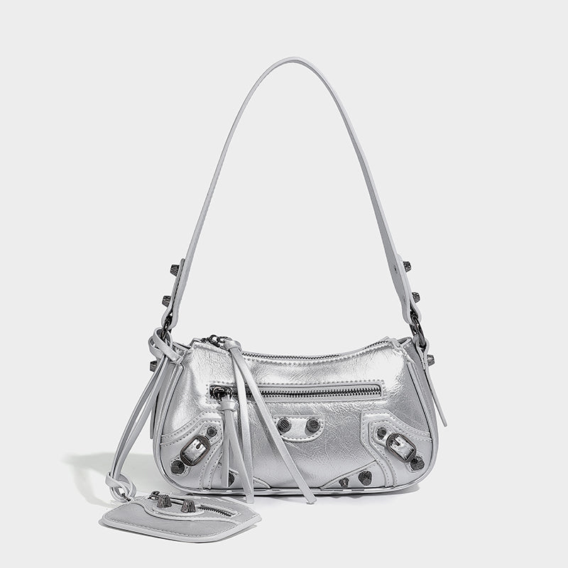 Classic PU Leather Sliver Color Handbags for Women