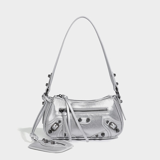 Classic PU Leather Sliver Color Handbags for Women
