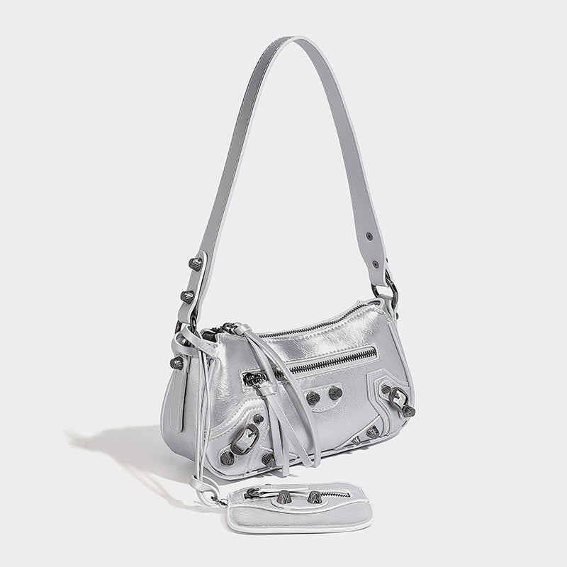 Classic PU Leather Sliver Color Handbags for Women