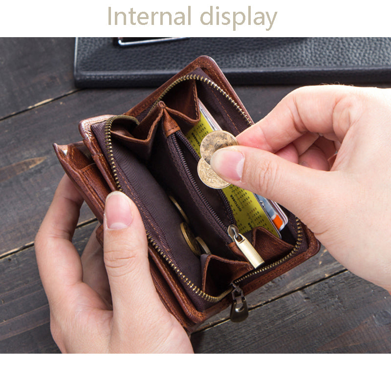 Crazy Horse Leather Men's Wallet Genuine Leather Clutch