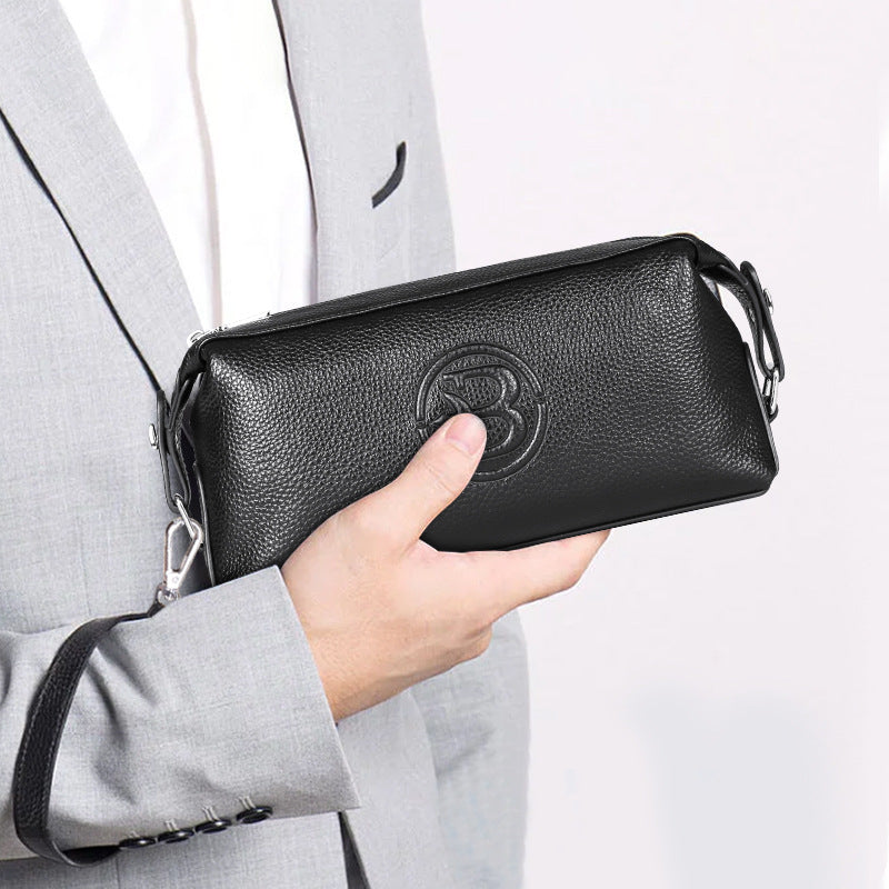 Trendy leather men's clutch bag