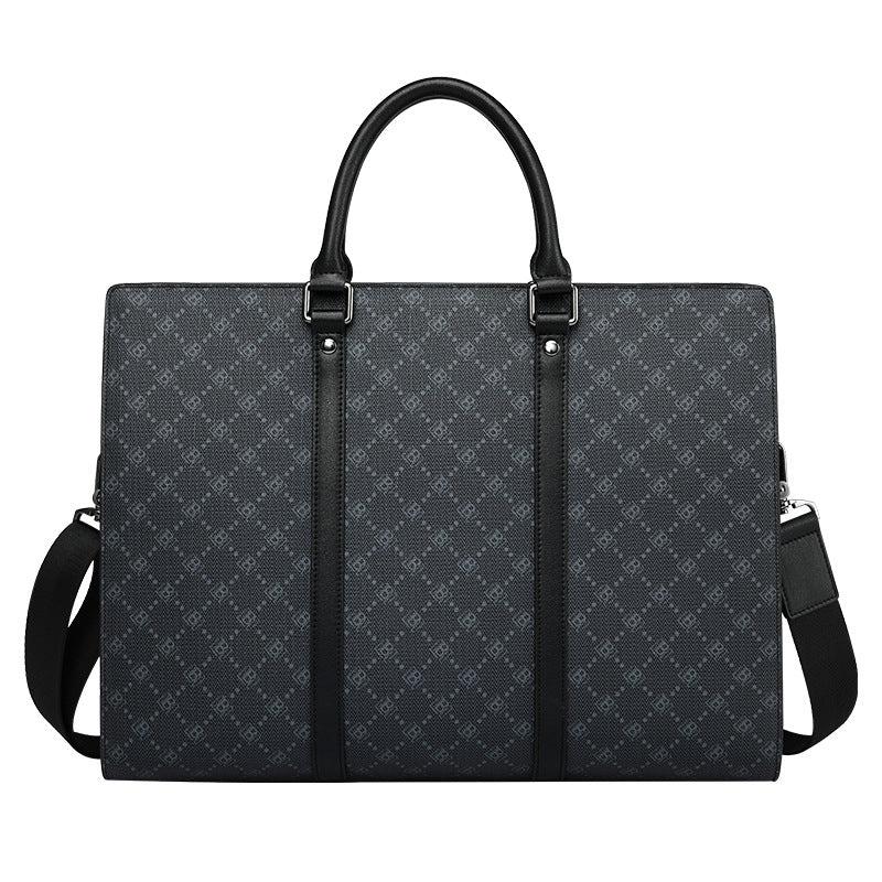 Full printing pattern cow hide leather men's briefcase with detachable long strap