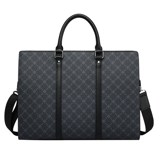 Full printing pattern cow hide leather men's briefcase with detachable long strap