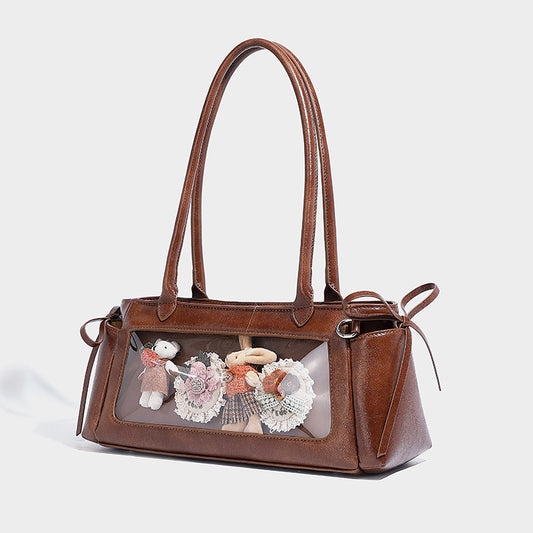 Bow niche design casual lady bag cute and versatile shoulder underarm bag large capacity handbag