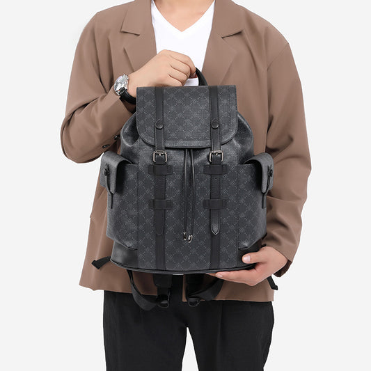 Full printing monogram pattern men's backpack