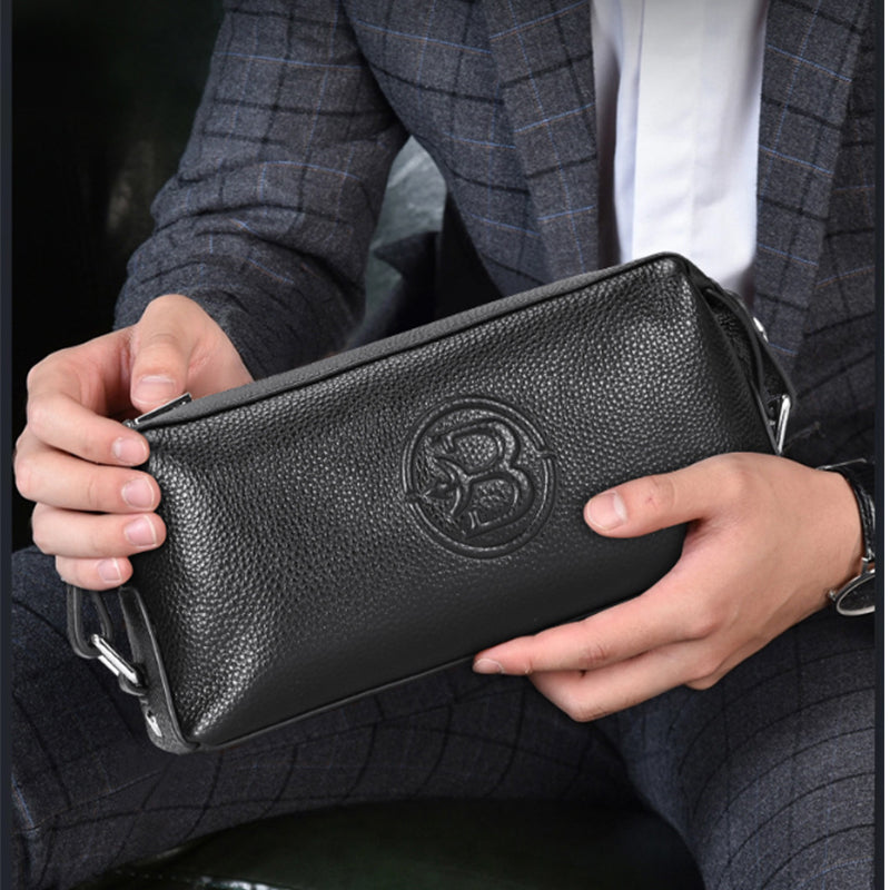 Trendy leather men's clutch bag
