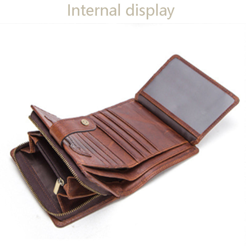 Crazy Horse Leather Men's Wallet Genuine Leather Clutch
