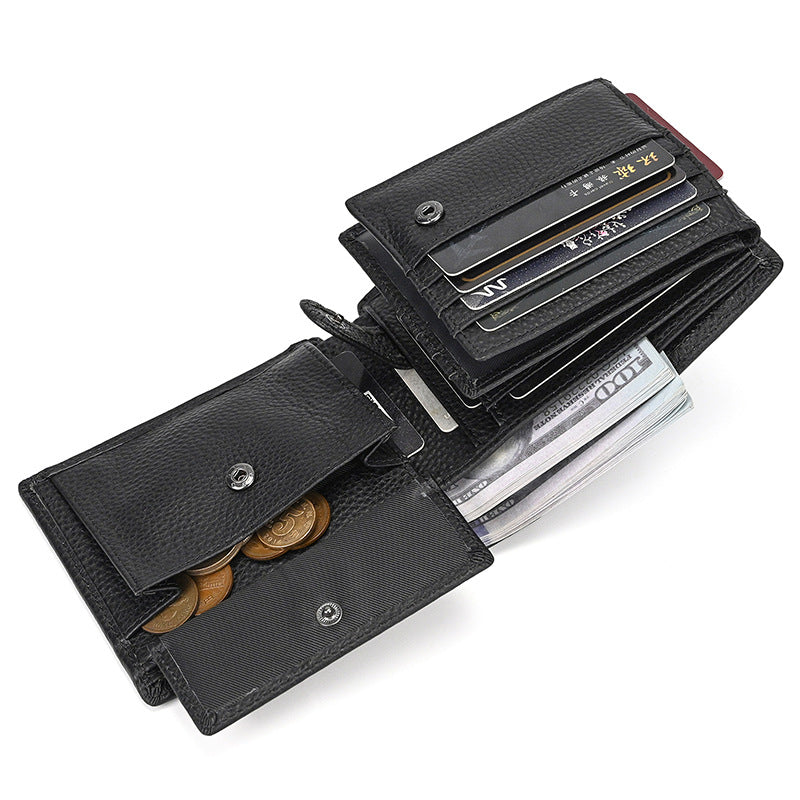 Vintage Crazy Horse Leather Trifold Wallet For Men