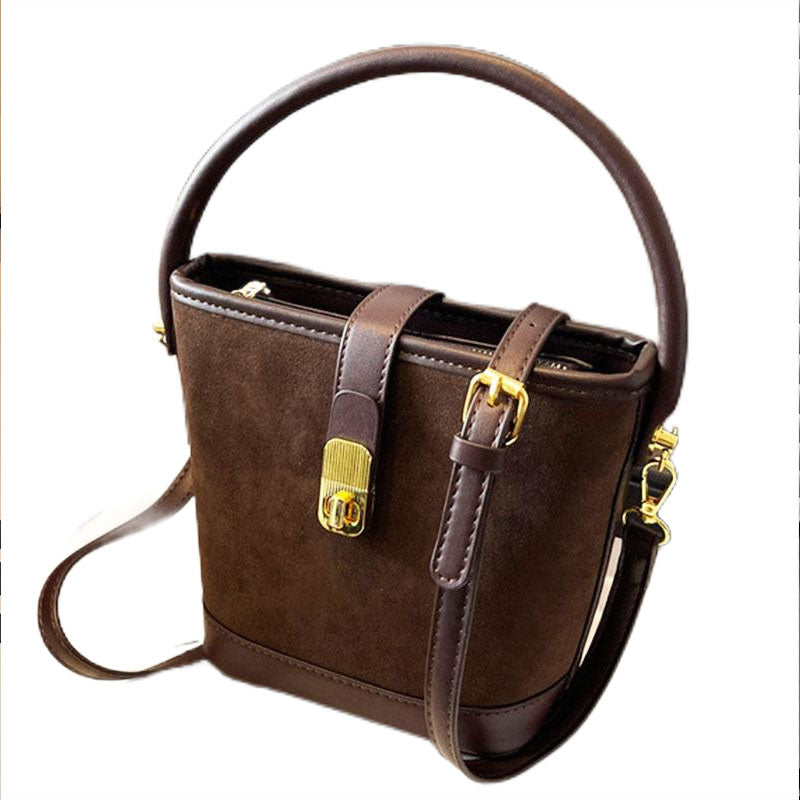 Medium Size Women Bucket Handbag with Detachable Long Strap