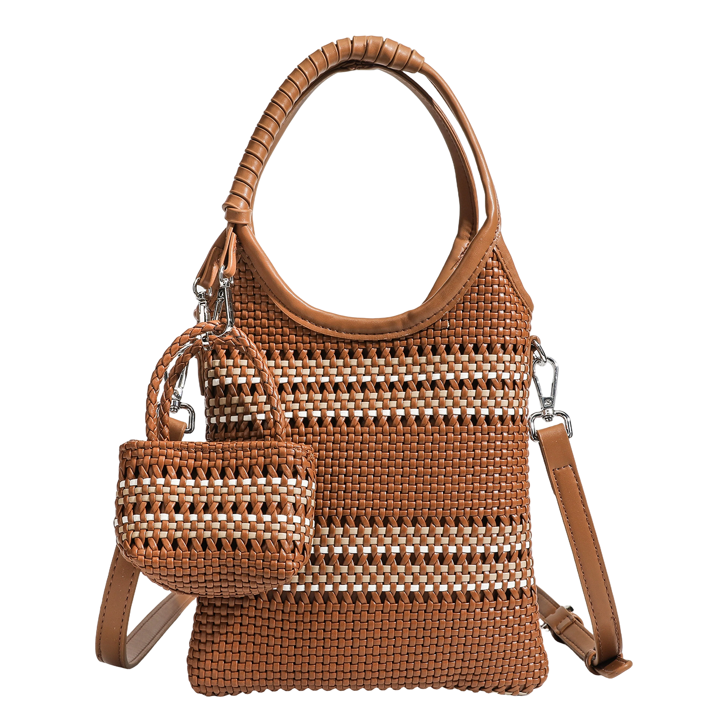 Trendy niche woven phone bag versatile hollow shoulder bag