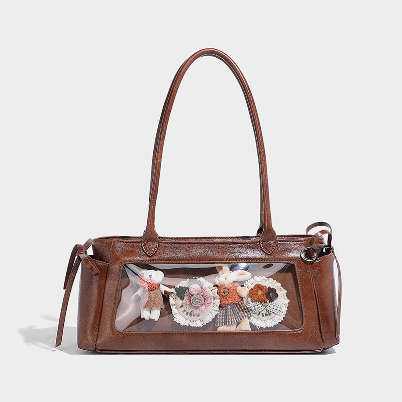 Bow niche design casual lady bag cute and versatile shoulder underarm bag large capacity handbag