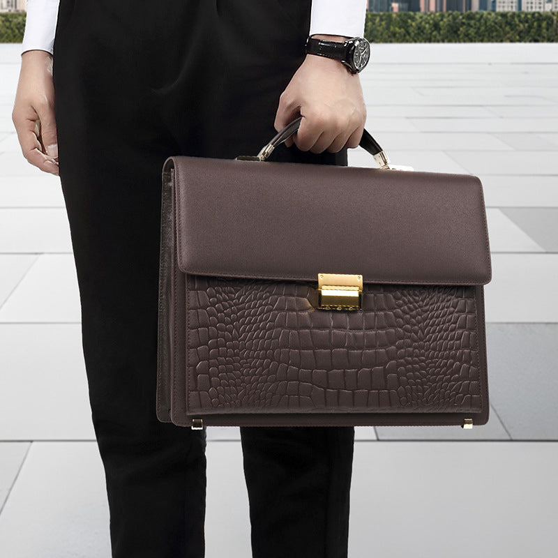 Top great genuine leather business men's briefcase