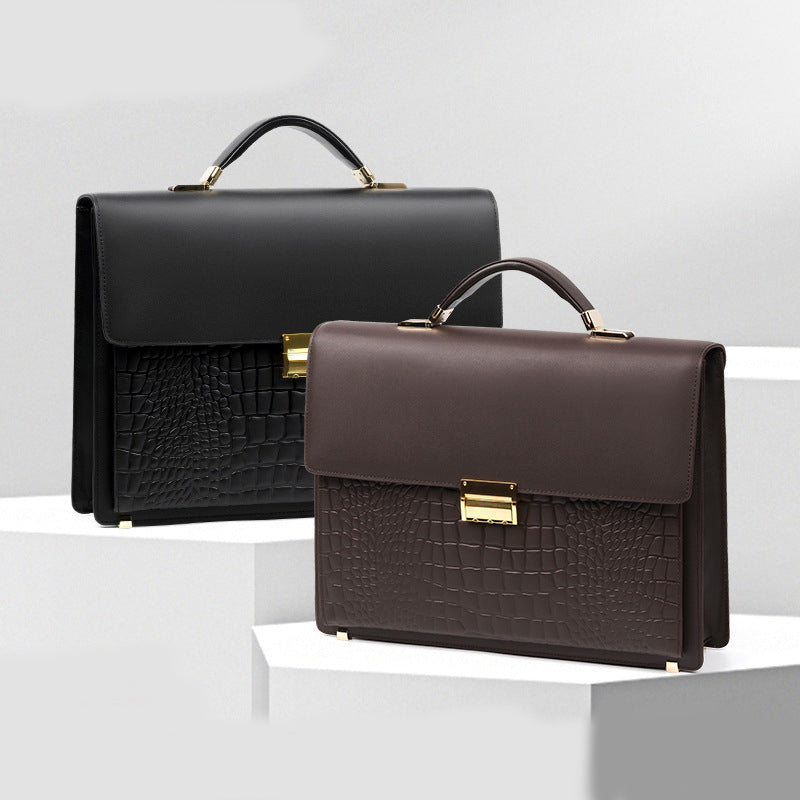 Top great genuine leather business men's briefcase
