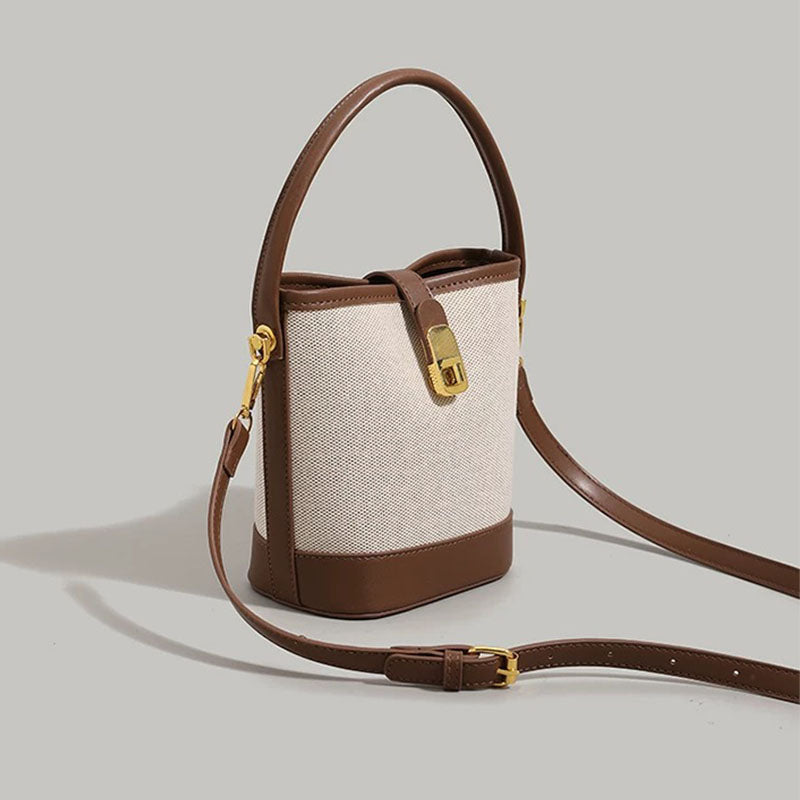 Medium Size Women Bucket Handbag with Detachable Long Strap