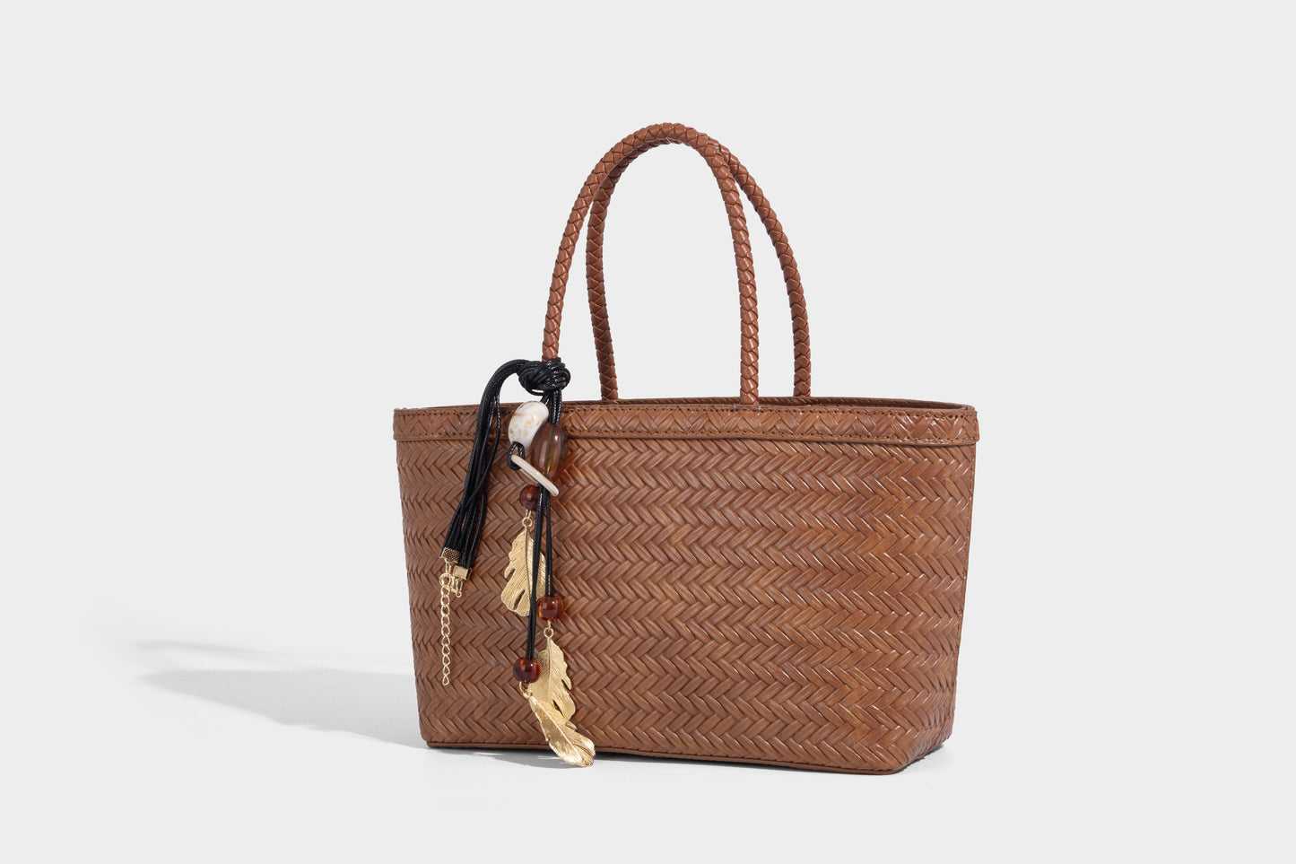 Woven design vegan leather luxury women's handbag