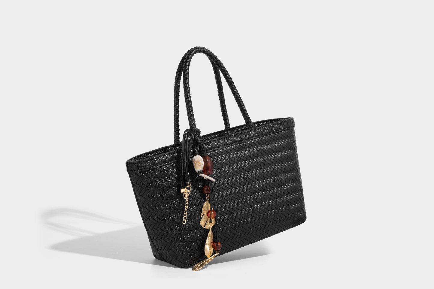 Woven design vegan leather luxury women's handbag