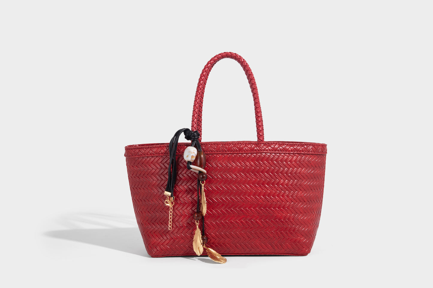 Woven design vegan leather luxury women's handbag