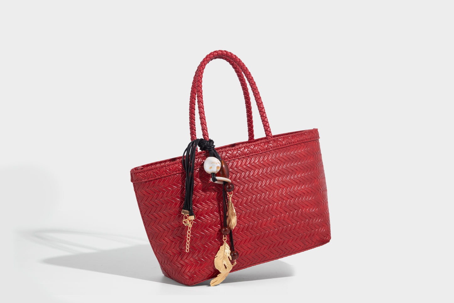 Woven design vegan leather luxury women's handbag