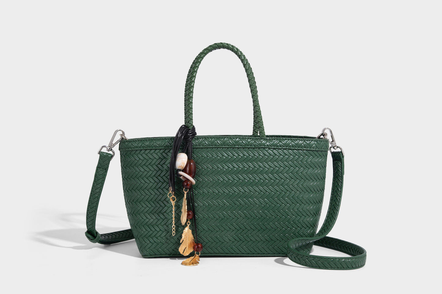 Woven design vegan leather luxury women's handbag