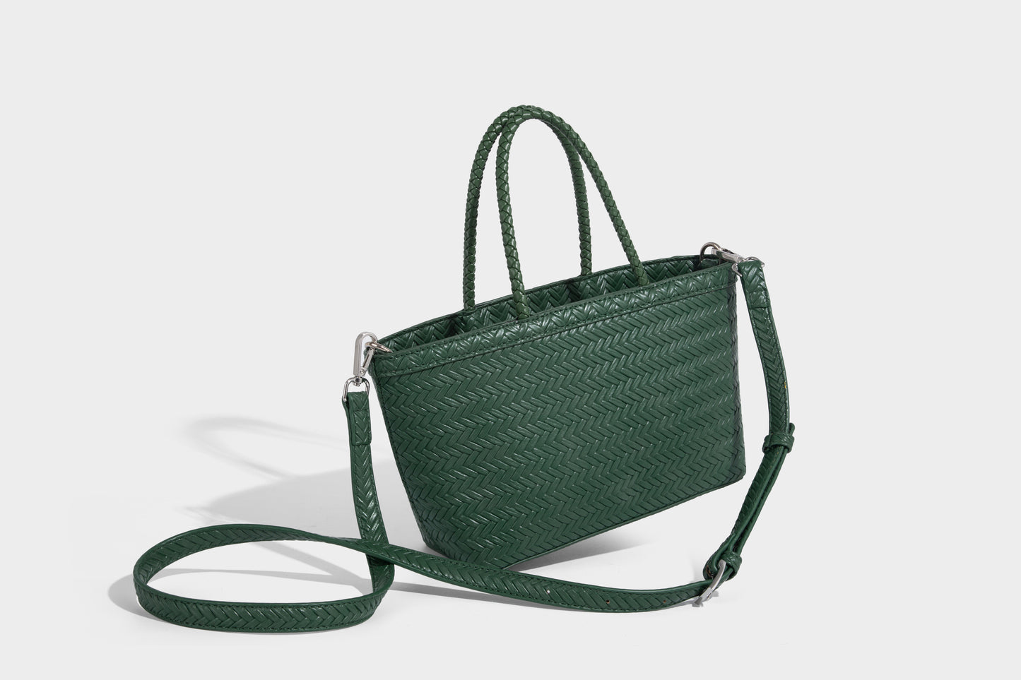 Woven design vegan leather luxury women's handbag